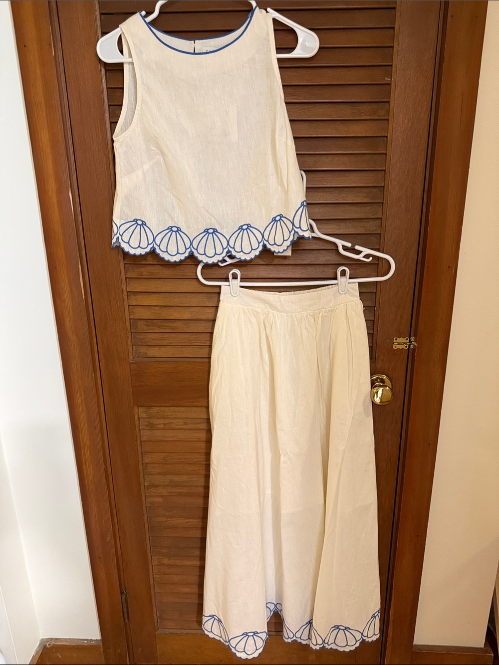 Calypso St. Barth scallop shell embroidered Two-Piece Skirt Set